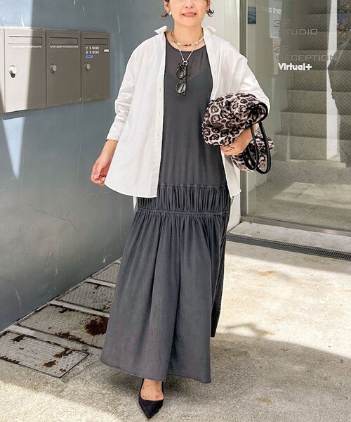 ワンピース Rie Rie Miller ワンピース 顔料染マキシ丈ワンピース : ZOZOTOWN