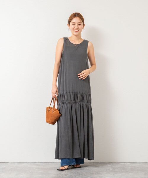 ワンピース Rie Rie Miller ワンピース 顔料染マキシ丈ワンピース : ZOZOTOWN