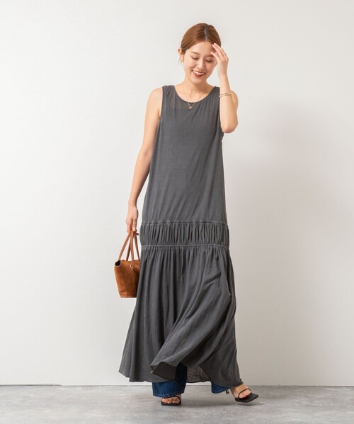 ワンピース Rie Rie Miller ワンピース 顔料染マキシ丈ワンピース : ZOZOTOWN