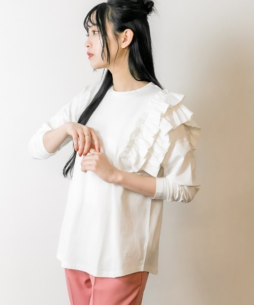 RCD tシャツ 片袖フリル長袖カットソー レディース : ZOZOTOWN Yahoo