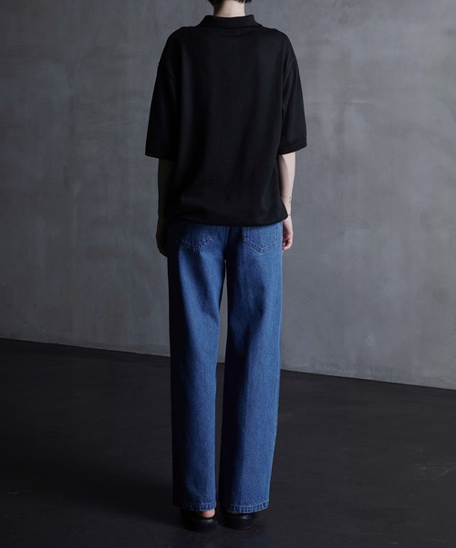 「CALLNE」 半袖ニット M ブラック メンズ_画像3