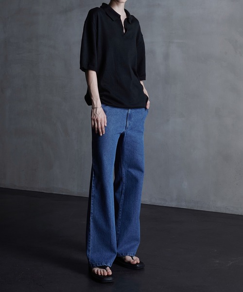 「CALLNE」 半袖ニット M ブラック メンズ_画像6