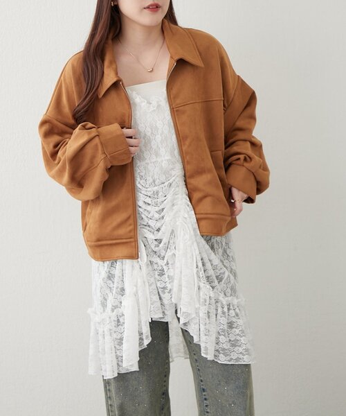 continuer de NICE CLAUP ブルゾン アウター WZIPフェイクスエード