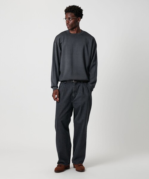 【OWNESS】 WASH スムース クルーネック ニット セール】＜OWNESS＞SNOW WASH スムース クルーネック ニット（ニット