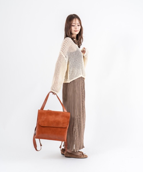 デイバック リュック 「YUFU/ユフ」日本製 レザーリュック 2WAY 横型