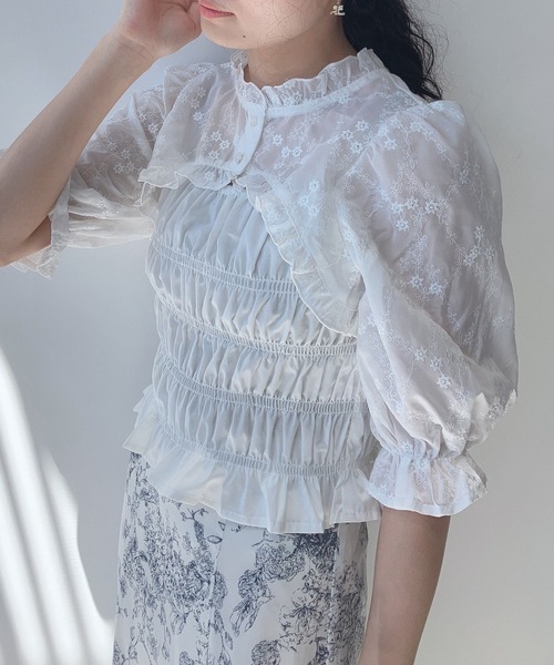 「AS KNOW AS plus」 半袖ブラウス FREE オフホワイト レディース_画像2