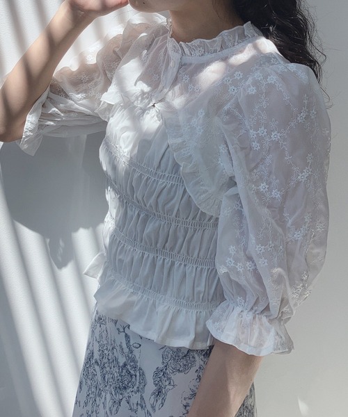 「AS KNOW AS plus」 半袖ブラウス FREE オフホワイト レディース_画像3