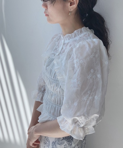 「AS KNOW AS plus」 半袖ブラウス FREE オフホワイト レディース_画像4