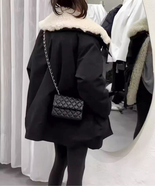 ジャケット ノーカラージャケット もこもこミリタリージャケット