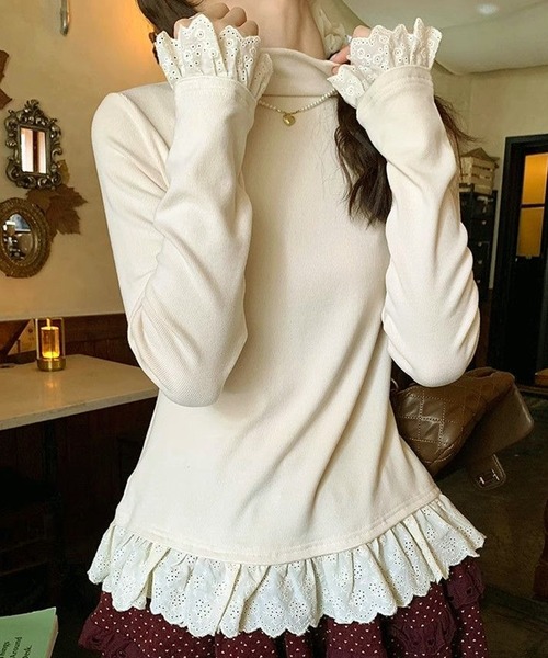 WESTSEA（ウエストシー） ニット セーター フリル付き タートルネック