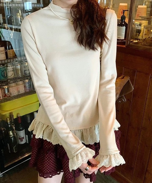 M'S GRACY*カタログ掲載*フリル付きタートルネックニット フリル付き