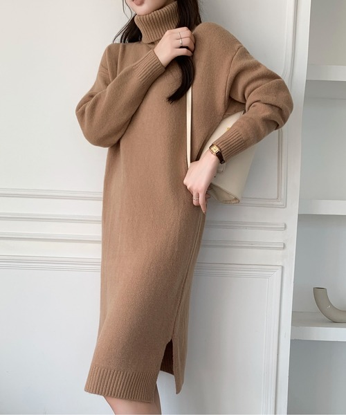 Maison Calme ワンピース 「25年秋冬新作」サイドスリット