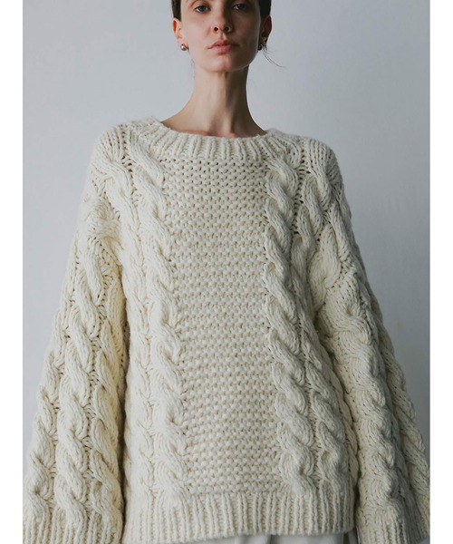 HER. ニット セーター ハンドケーブルニットプルオーバー レディース