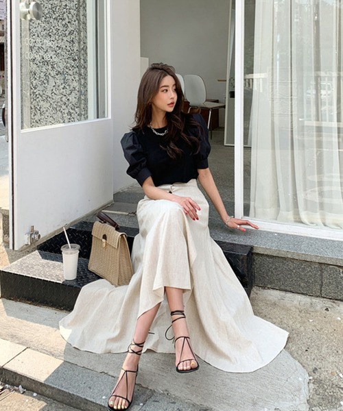 「Jasmine Grandiflorum」 フレアスカート MEDIUM ベージュ レディース_画像3