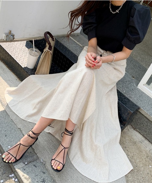 「Jasmine Grandiflorum」 フレアスカート MEDIUM ベージュ レディース_画像8