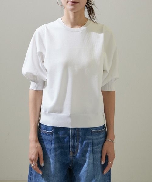 「SALON adam et rope'」 半袖ニット FREE ブラック レディース_画像9