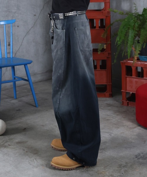 ジーンズ AW グランジ ペイント フェード加工 デニムパンツ メンズ