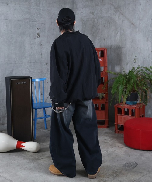 ワイドパンツ ジーンズ グランジ ペイント フェード加工 デニムパンツ