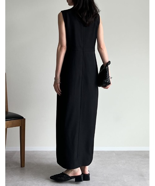 「Re:EDIT」 ノースリーブワンピース SHORT ブラック レディース_画像3