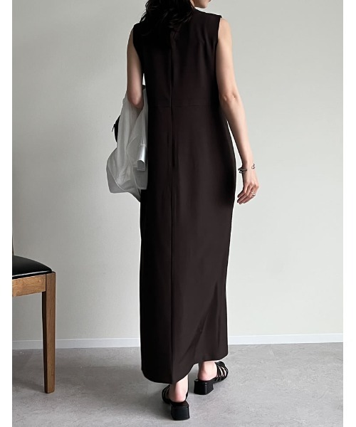 「Re:EDIT」 ノースリーブワンピース SHORT ブラック レディース_画像4