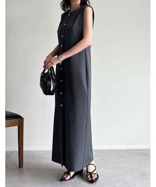 「Re:EDIT」 ノースリーブワンピース SHORT ブラック レディース_画像6