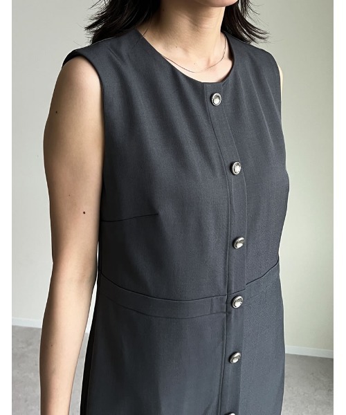 「Re:EDIT」 ノースリーブワンピース SHORT ブラック レディース_画像8