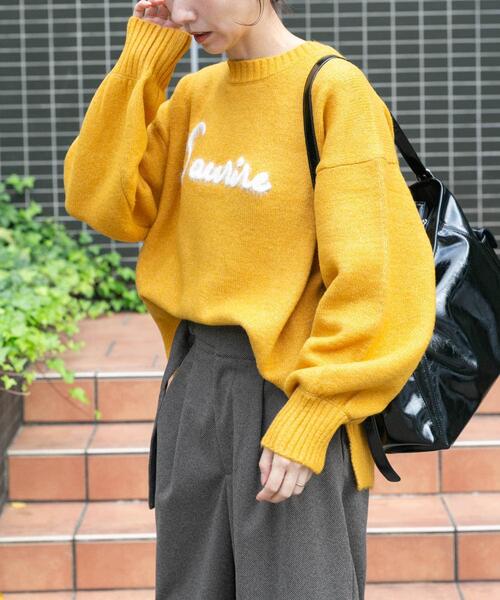 2021AW AP STUDIO RITO リト オーバーサイズプルオーバー  38/イエロー ニット セーター-.【2400013008419】 ITEMS URBANRESEARCH（アイテムズ アーバンリサーチ） ニット セーター