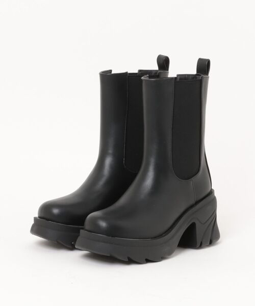 【極美品】 MANA サイドゴアブーツ 37 ブラック 厚底 レザー 約23.5 MANA厚底サイドゴアブーツ | ブーツカジュアルショート | The Maling