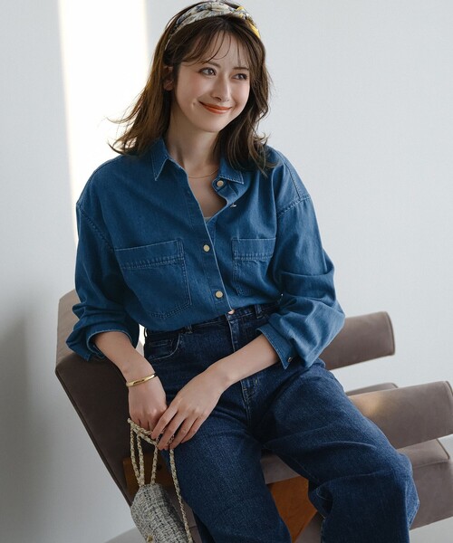 gato♡*theory luxe 定価3.5万 デニムシャツ 40 23区（ニジュウサンク） ブラウス シャツ ライトダンガリー デニム