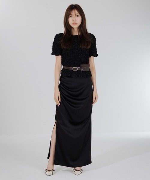 スカート satin drape long skirt（サテンドレープロングスカート