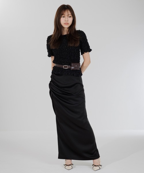 スカート satin drape long skirt（サテンドレープロングスカート