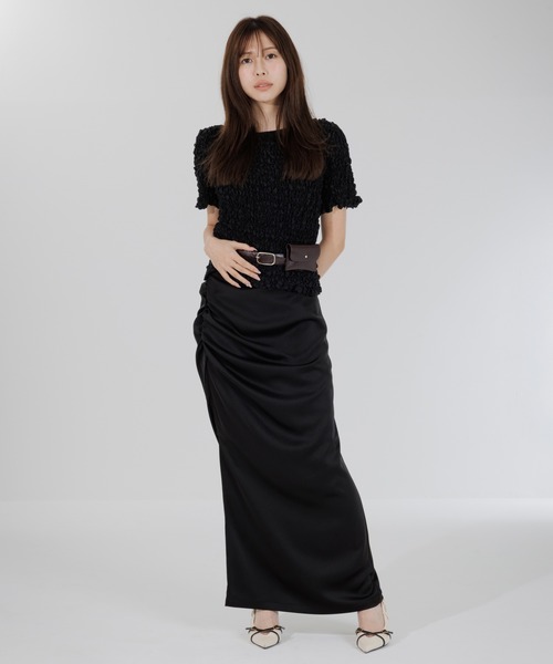 スカート satin drape long skirt（サテンドレープロングスカート
