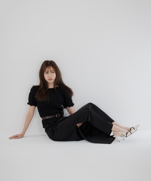 サテンドレープロングスカート　セニー　SENEE satin drape long skirt（サテンドレープロングスカート）（スカート