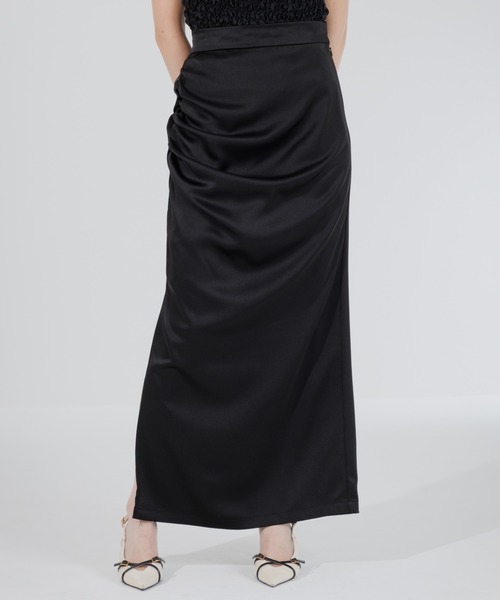 スカート satin drape long skirt（サテンドレープロングスカート