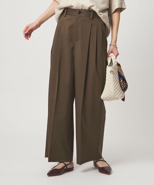 スラックス パンツ 「size SHORT/TALLあり」ツイル イージー ワイド パンツ レディース