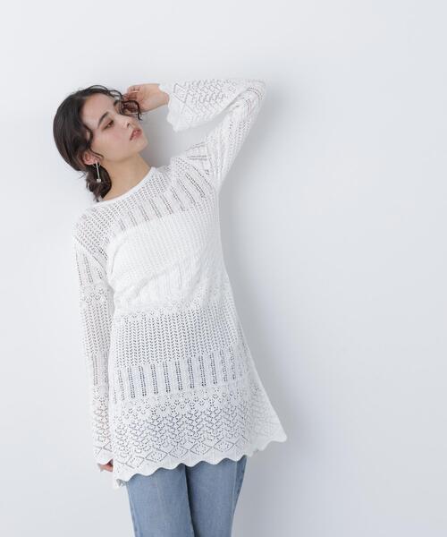 エスニック　ワンピース 透かし編み　ニット　かぎ針編み　新品　タイ製7/5 N.Natural Beauty Basic（エヌ ナチュラルビューティーベーシック
