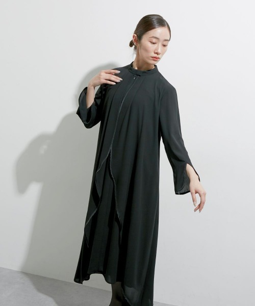 「Callarus Black Formal」 長袖ワンピース L ブラック レディースの画像