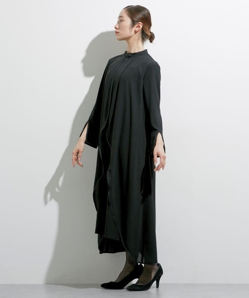 「Callarus Black Formal」 長袖ワンピース L ブラック レディースの画像