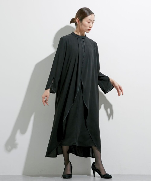 「Callarus Black Formal」 長袖ワンピース L ブラック レディースの画像
