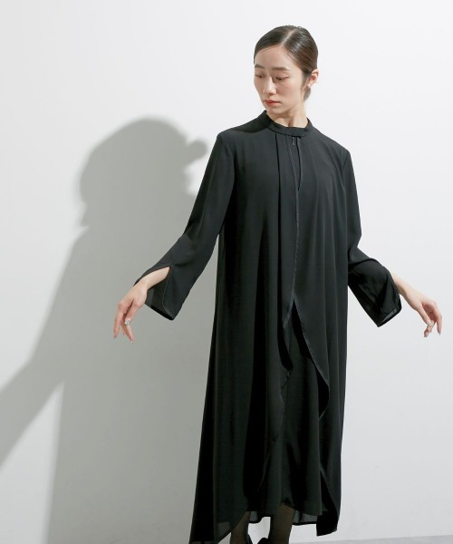 「Callarus Black Formal」 長袖ワンピース L ブラック レディースの画像