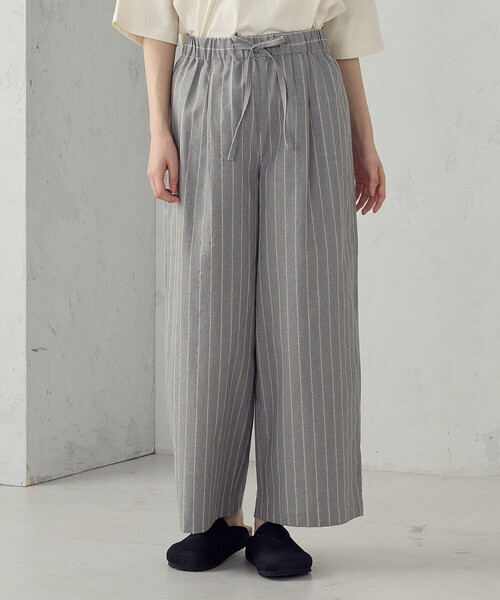 パンツ シャンブレー ワイドストライプパンツ レディース : ZOZOTOWN
