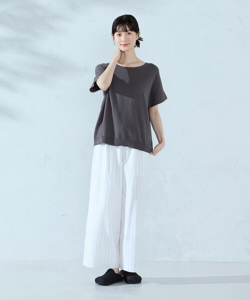 パンツ シャンブレー ワイドストライプパンツ レディース : ZOZOTOWN