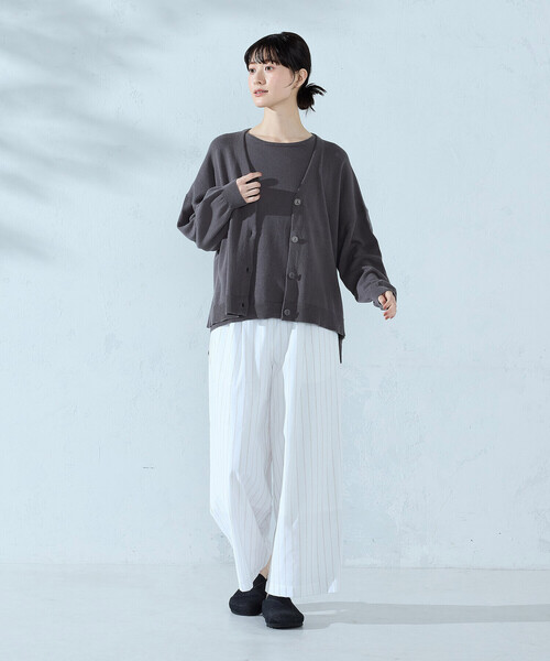 パンツ シャンブレー ワイドストライプパンツ レディース : ZOZOTOWN