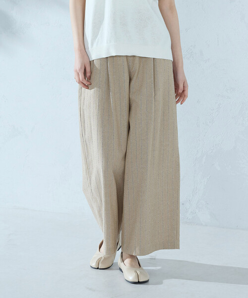 パンツ シャンブレー ワイドストライプパンツ レディース : ZOZOTOWN