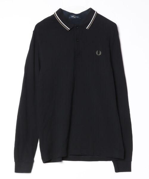 「FRED PERRY」 長袖ポロシャツ L ブラック メンズ