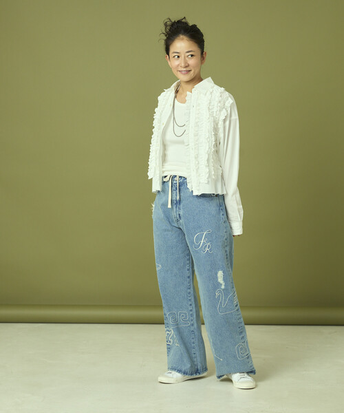 「Freada」 長袖シャツ ONE SIZE ホワイト レディース_画像2