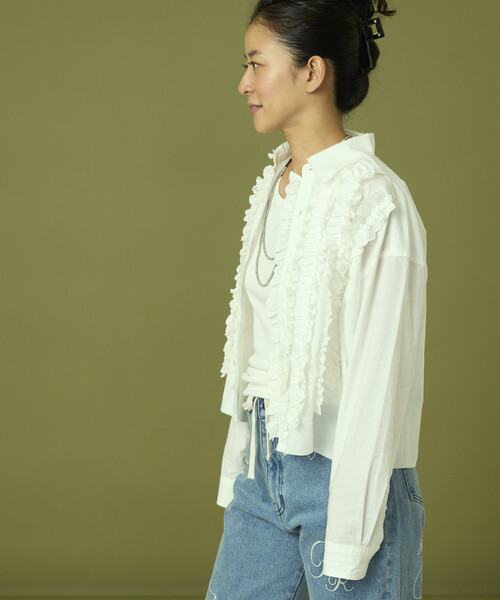 「Freada」 長袖シャツ ONE SIZE ホワイト レディース_画像9