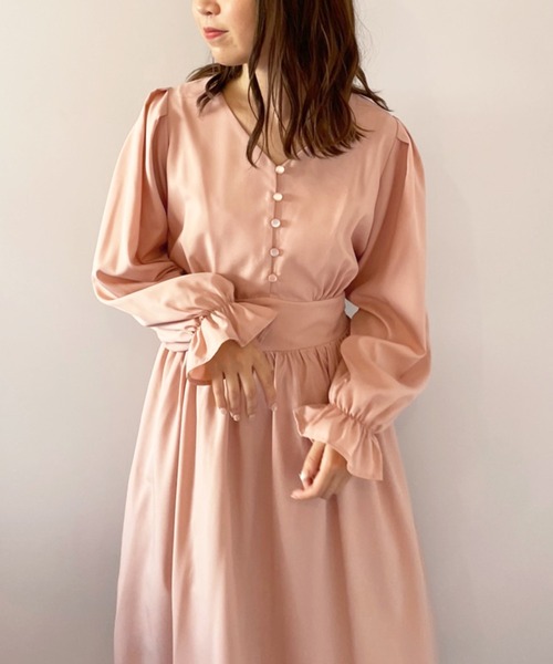 「OLIVE des OLIVE」 長袖ワンピース FREE ボルドー レディース_画像2