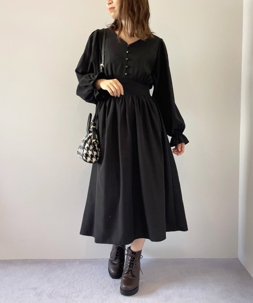 「OLIVE des OLIVE」 長袖ワンピース FREE ボルドー レディース_画像3