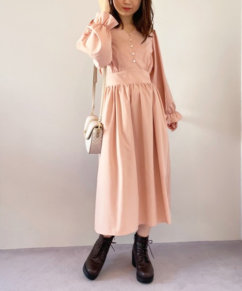 「OLIVE des OLIVE」 長袖ワンピース FREE ボルドー レディース_画像7